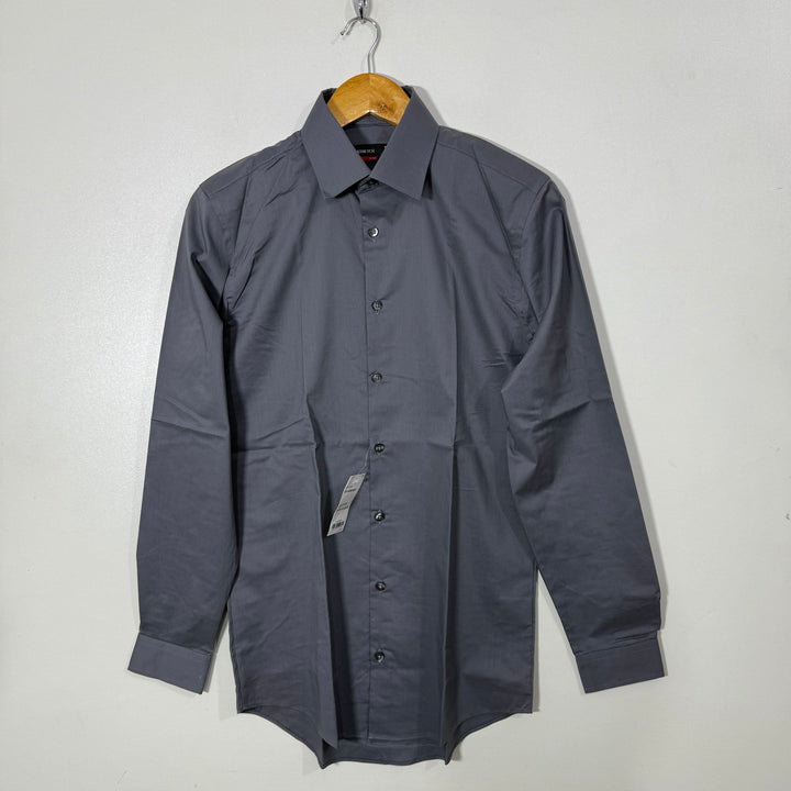 J FERRAR SLIM FIT FORMAL COTTON SHIRT WITH STRETCH  GREY COLOUR
