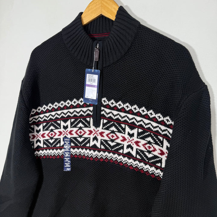 IZOD HALF ZIP LNITED COTTON SWEATER BRAND NEW BLACK COLOUR
