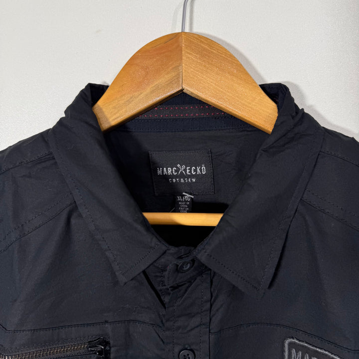 MARC ECKO DOUBLE POCKETS CASUAL COTTON SHIRT BRAND NEW WITH STRETCH BLACK COLOUR