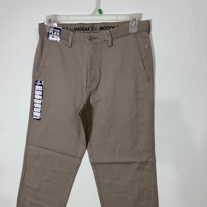 HAGGAR ACTIVE FLEX WAISTBAND STRAIGHT FIT COTTON CHINO PANT BRAND NEW WITH STRETCH