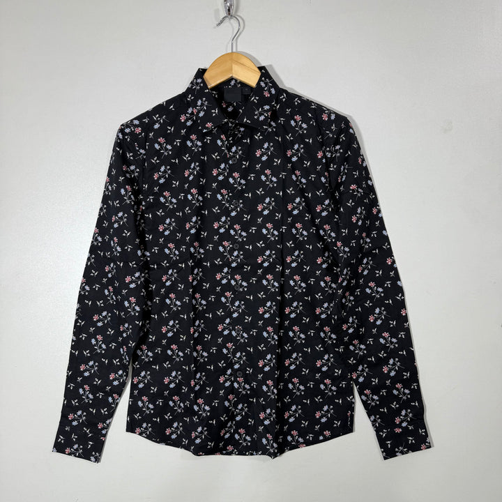 ASOS PRINTED CASUAL COTTON SHIRT WITH STRETCH