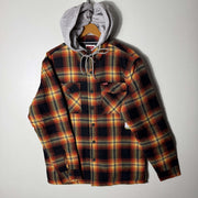 WRANGLER DOUBLE POCKETS FLANNEL CHECKERED INNER QUILTED PUFFER SHIRT STYLE JACKET BRAND NEW WITH HOOD