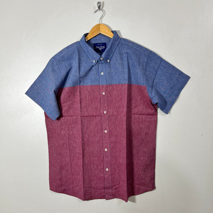 JOHN SMITH BUTTON DOWN HALF SLEEVES LINEN SHIRT