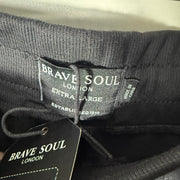 BRAVE SOUL LONDON SKINNY FIT CARGO FLEECE TROUSER BRAND NEW BLACK COLOUR