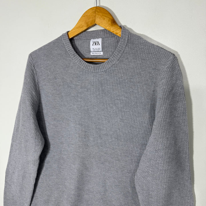 ZARA KNITWEAR COTTON SWEATER GREY COLOUR
