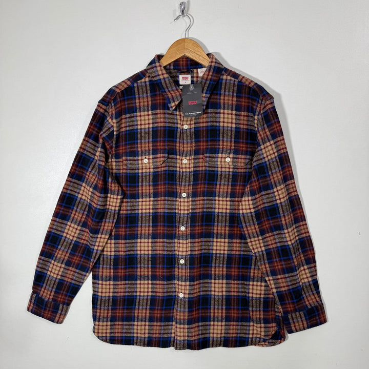 LEVIS RELAXED FIT CHECKERED SAFARI FLANNEL COTTON SHIRT BRAND NEW