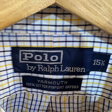 RALPH LAUREN POLO BUTTON DOWN PINPOINT OXFORD COTTON CHECKERED CASUAL SHIRT - JS BROTHERS 