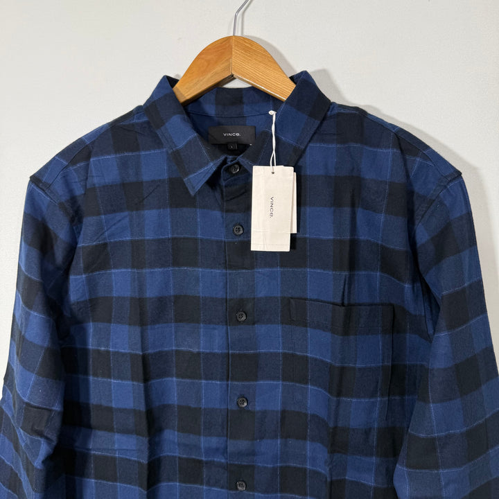 VINCE CLASSIC FIT FLANNEL COTTON CHECKERED SHIRT BRAND NEW