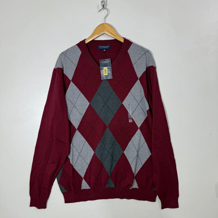 ROUND TREE & YORKE V NECK COTTON SWEATER BRAND NEW