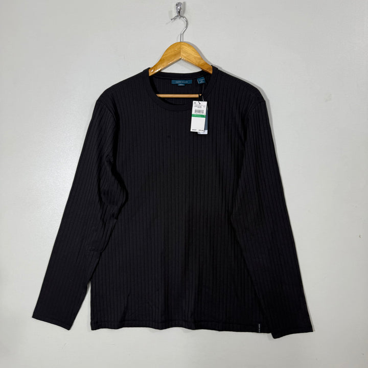PERRY ELLIS KNITED LONG SLEEVES TSHIRT  BRAND NEW BLACK COLOUR