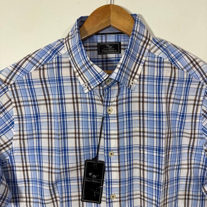 CARL WILLIA BUTTON DOWN HALF SLEEVES COTTON SHIRT BRAND NEW
