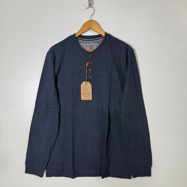 WEATHERPROOF VINTAGE HENLEY COLLAR LONG SLEEVES COTTON TSHIRT BRAND NEW