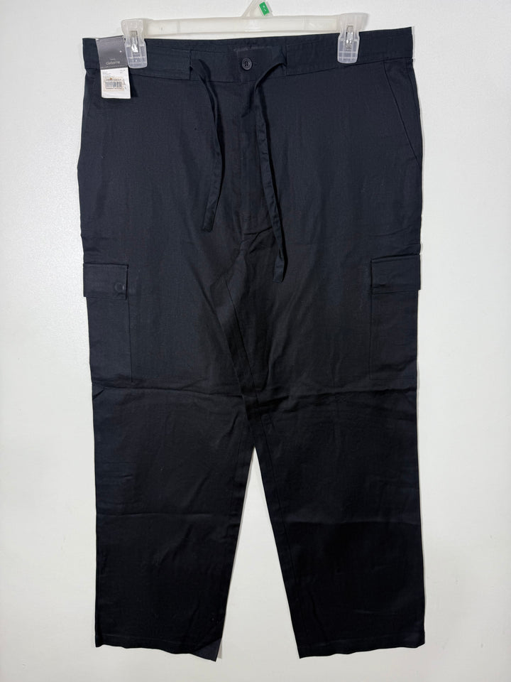 CLAIBORNE LOOSE FIT CARGO LINEN COTTON TROUSER BLACK COLOUR