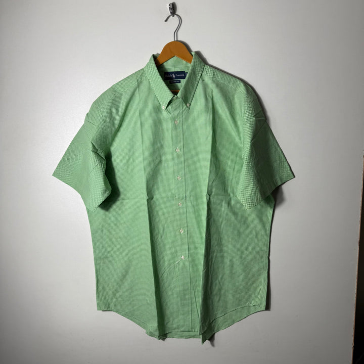 RALPH LAUREN POLO BUTTON DOWN CLASSIC FIT HALF SLEEVES COTTON CHECKERED SHIRT BRAND NEW
