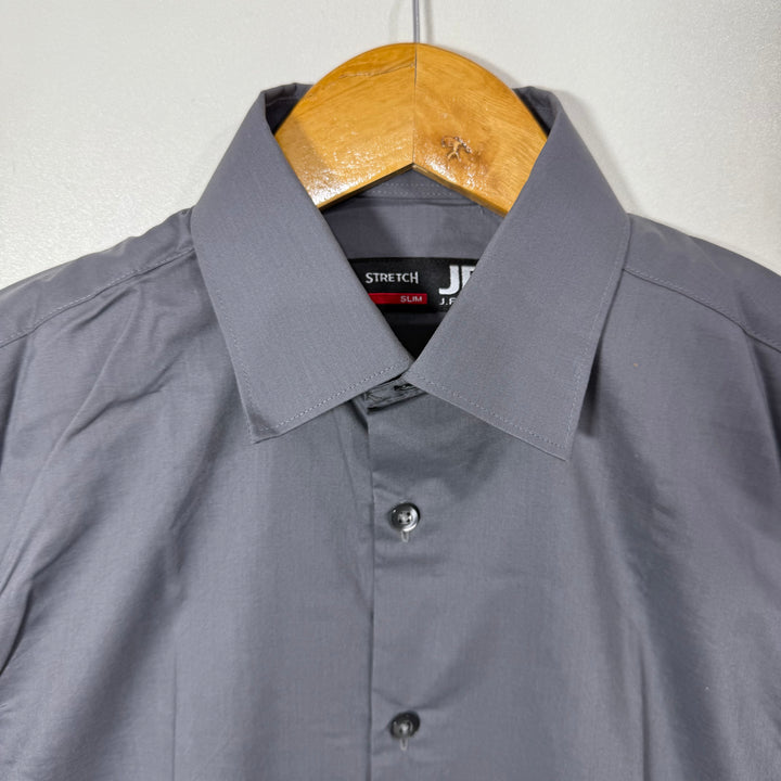 J FERRAR SLIM FIT FORMAL COTTON SHIRT WITH STRETCH  GREY COLOUR