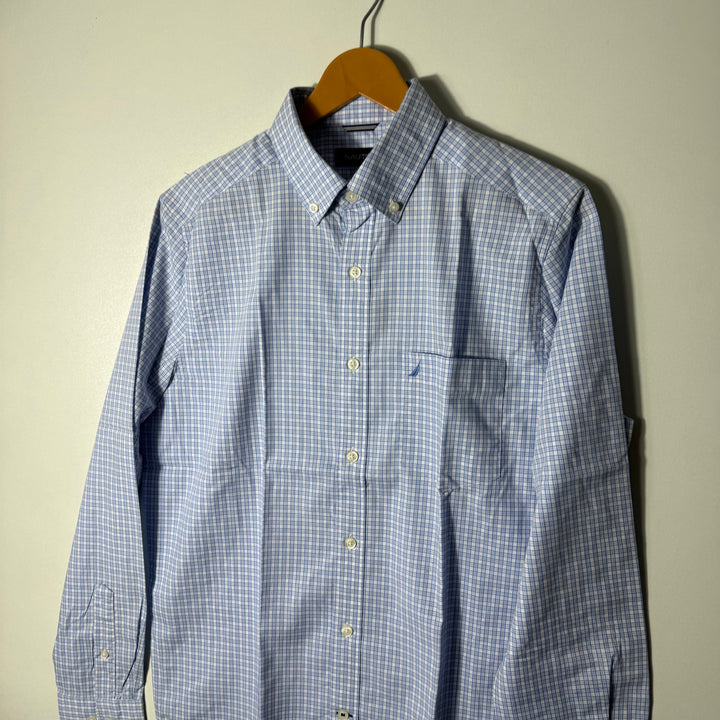 NAUTICA BUTTON DOWN CASUAL COTTON CHECKERED SHIRT