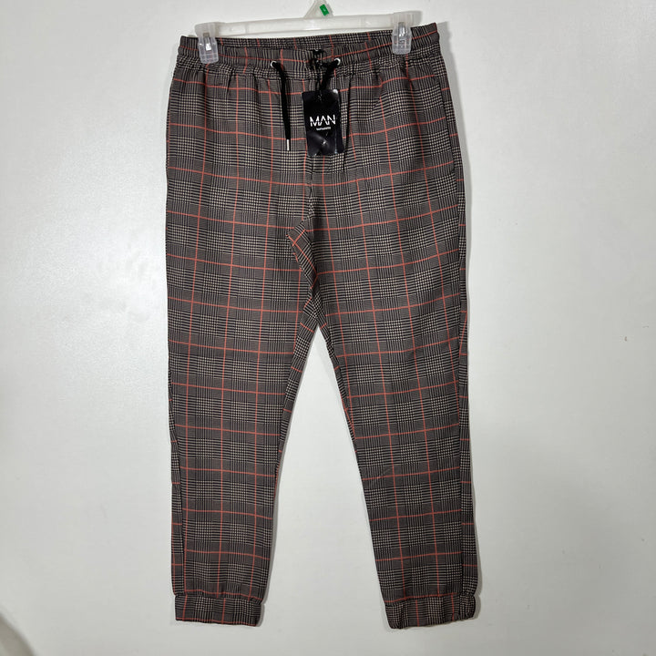 BOOHOOMAN SLIM FIT CHECKERED JOGGER PANT