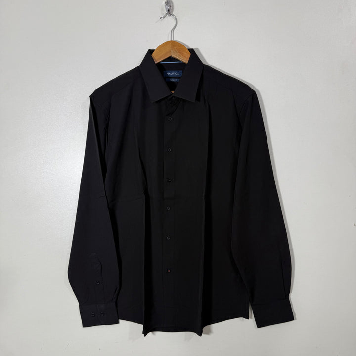 NAUTICA SLIM FIT PERFORMANCE SHIRT BLACK COLOUR WITH STRETCH