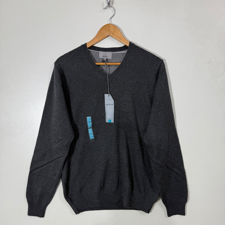 MARKS & SPENCER V NECK COTTON SWEATER BRAND NEW GREY COLOUR