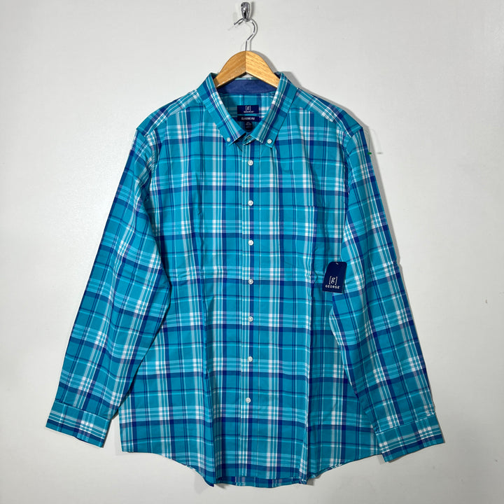 GEORGE CLASSIC FIT BUTTON DOWN CASUAL COTTON SHIRT