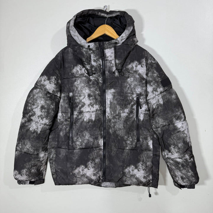 ZARA MAN PRINTED PUFFER JACKET WITH HOOD