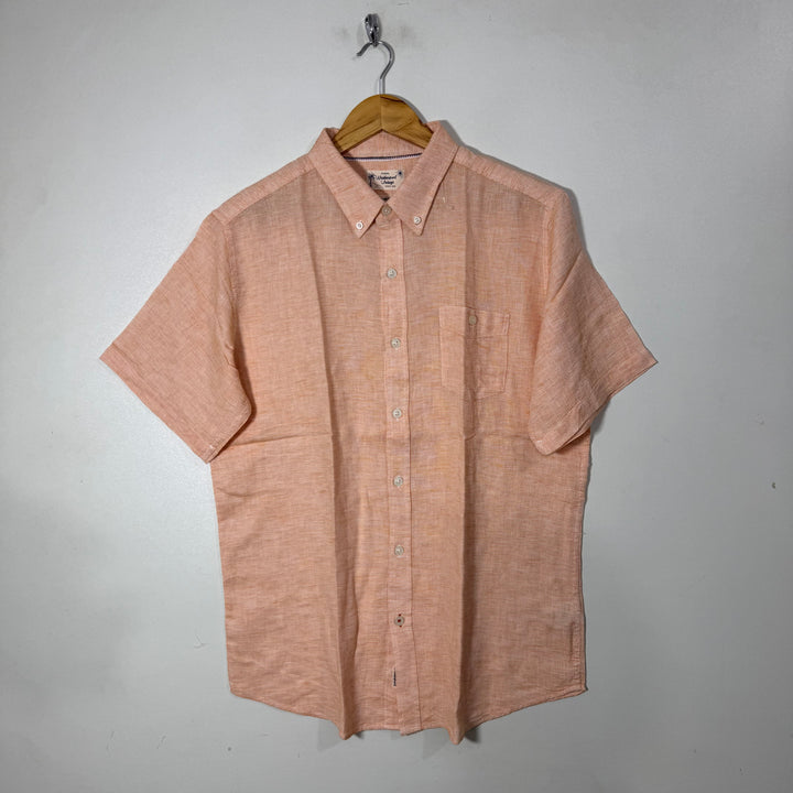WEATHERPROOF VINTAGE HALF SLEEVES WASHABLE LINEN SHIRT