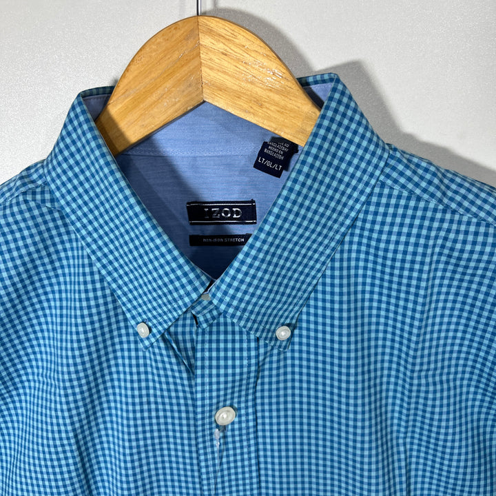 IZOD BUTTON DOWN NON IRON CHECKERED SHIRT BRAND NEW WITH STRETCH