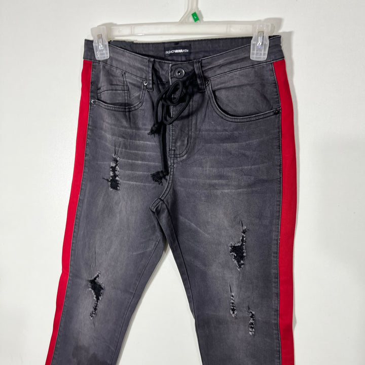 FASHION NOVE MEN SKINNY FIT RIPPED JEANS PANT BRAND NEW WITH STRETCH