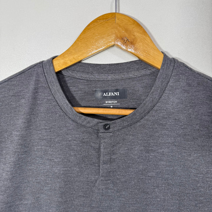 ALFANI BEN COLLAR COTTON TSHIRT BRAND NEW GREY COLOUR