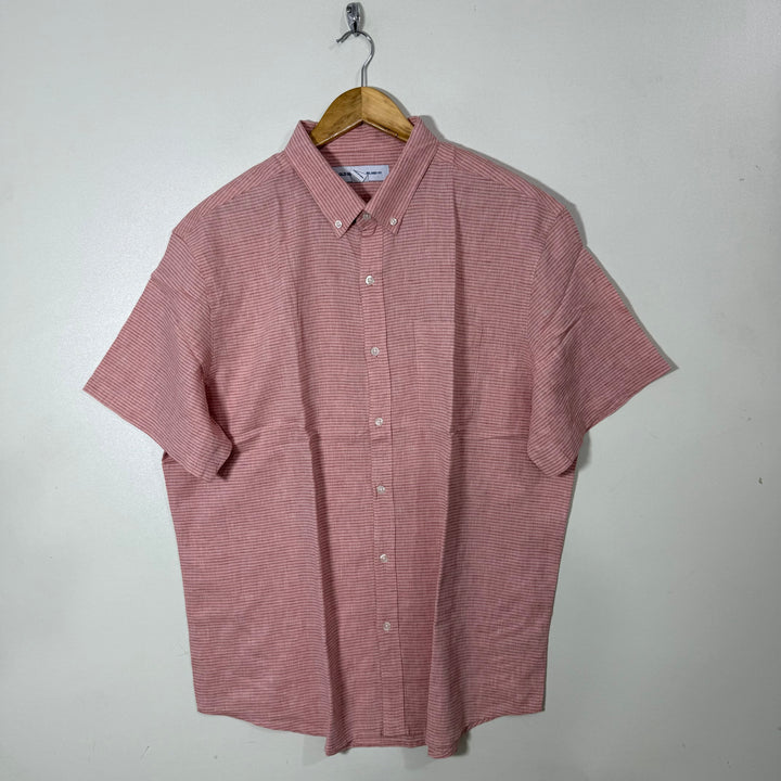 OLD NAVY RELAXED FIT BUTTON DOWN LINEN COTTON HALF SLEEVES SHIRT
