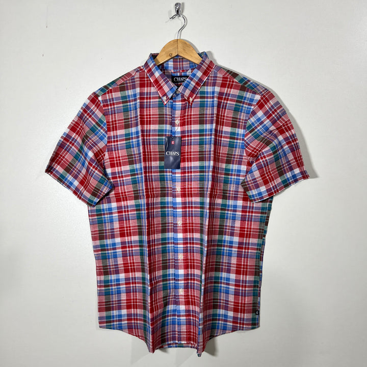 CHAPS BUTTON DOWN HALF SLEEVES LINNEN COTTON SHIRT BRAND NEW