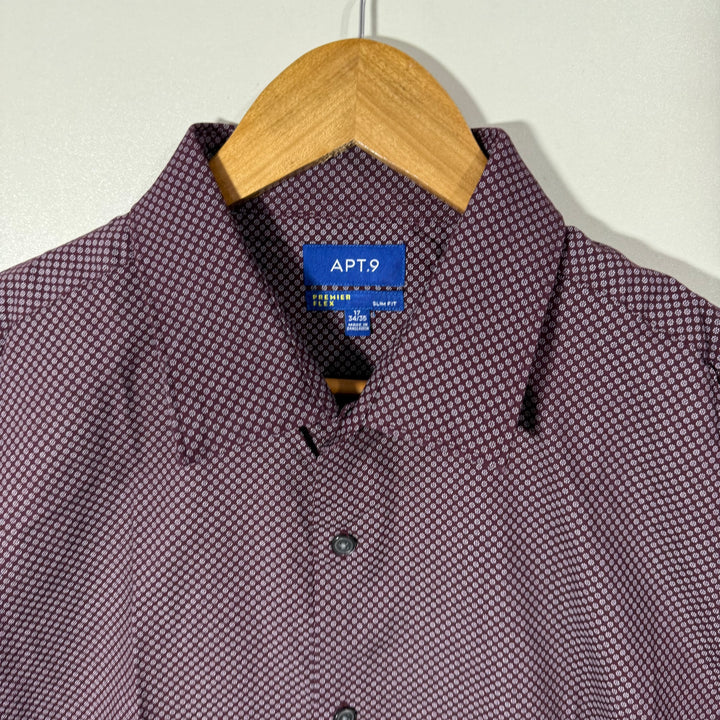 APT.9 SLIM FIT PREMIER FLEX PRINTED FORMAL SHIRT BRAND NEW WITH STRETCH