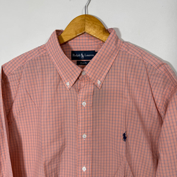 RALPH LAUREN POLO CLASSIC FIT BUTTON DOWN COTTON CHECKERED SHIRT