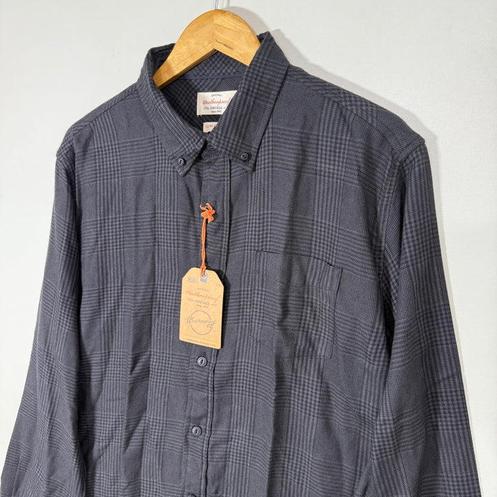 WEATHERPROOF VINTAGE BUTTON DOWN LUXE FLANNEL CHECKERED SHIRT BRAND NEW DARK GREY COLOUR