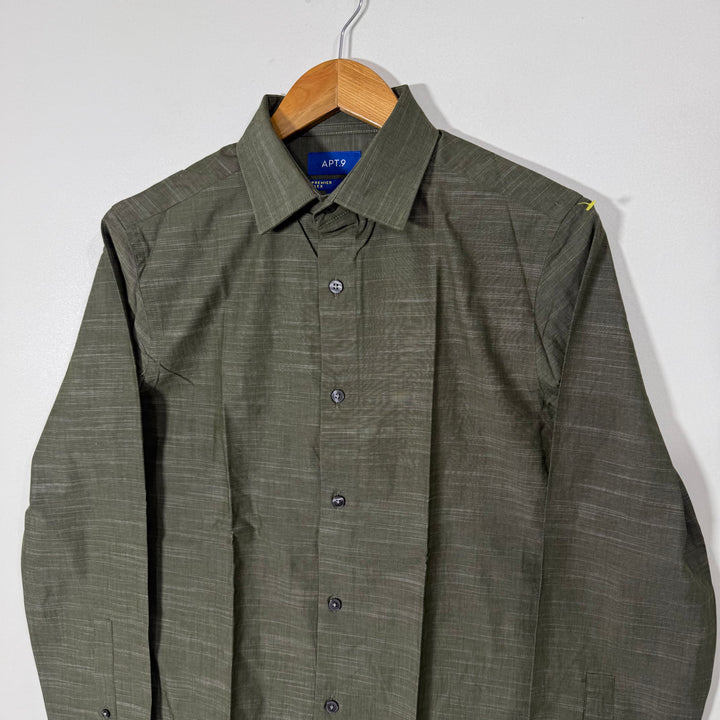 APT.9 SLIM FIT COTTON SHIRT GREEN COLOUR WITH STRETCH