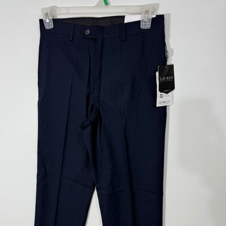 RALPH LAUREN POLO CLASSIC FIT STRETCH WAISTBAND STRETCH FABRIC MACHINE WASHABLE WRINKLES RESISTANT ULTRAFLEX DRESS PANT BRAND NEW BLUE COLOUR