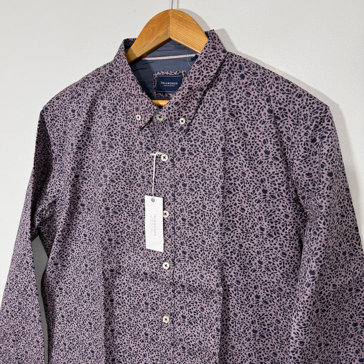 7 DIAMOND PRINTED BUTTON DOWN CASUAL COTTON SHIRT BRAND NEW