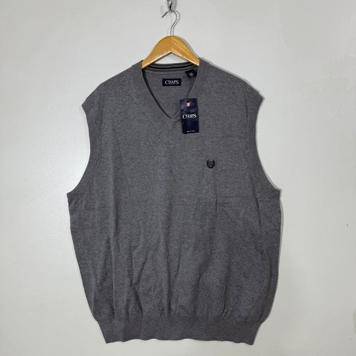 CHAPS V NECK SLEEVES LESS COTTON SWEATER BRAND NEW