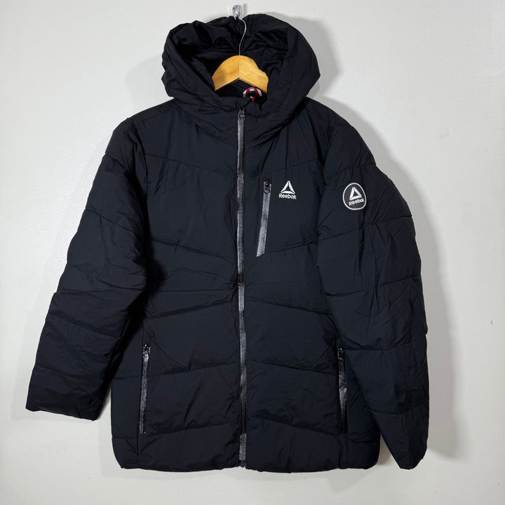 REEBOK PUFFER JACKET BLACK COLOUR WITH HOOD
