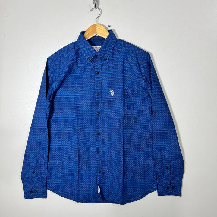 US POLO ASSN TAILORED FIT BUTTON DOWN CASUAL COTTON SHIRT