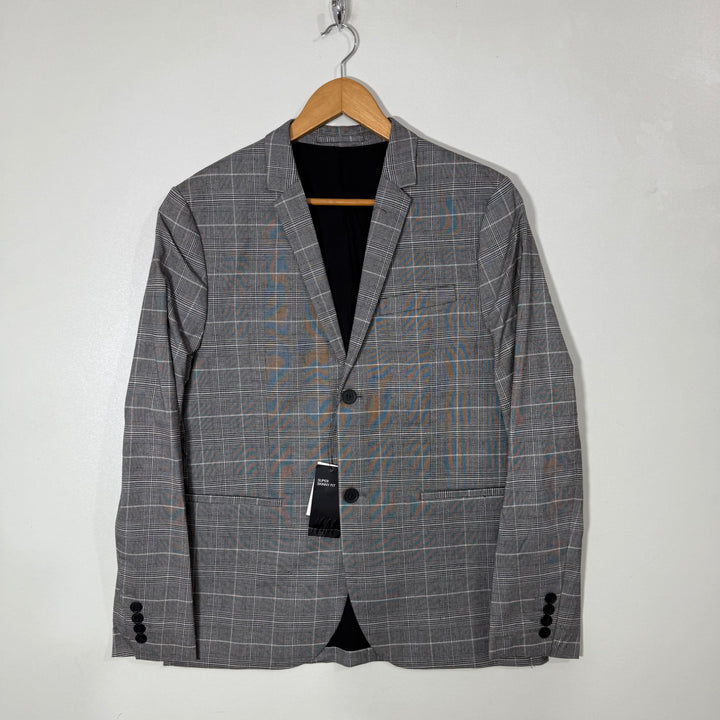 H&M SUPER SKINNY FIT CHECKERED BLAZER JACKET BRAND NEW GREY COLOUR
