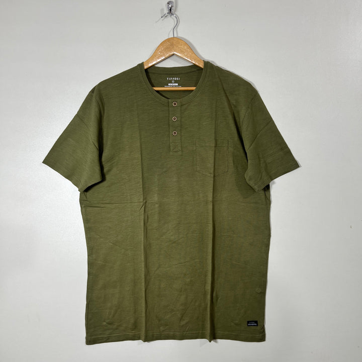 TIFFOSI HENLEY COLLAR COTTON TSHIRT