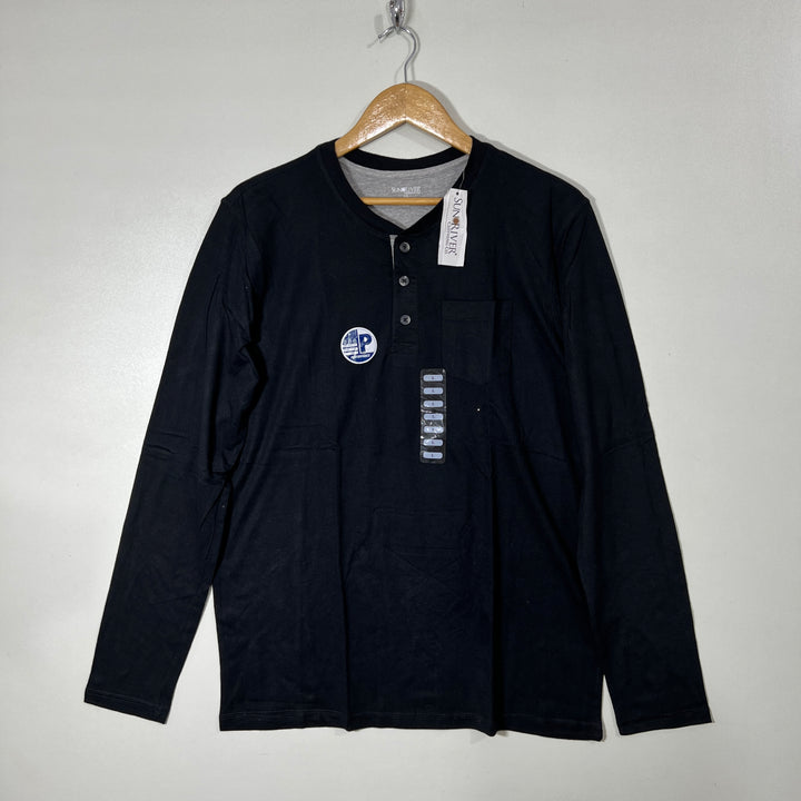 SUN RIVER HENLEY LONG SLEEVES COTTON TSHIRT BRAND NEW