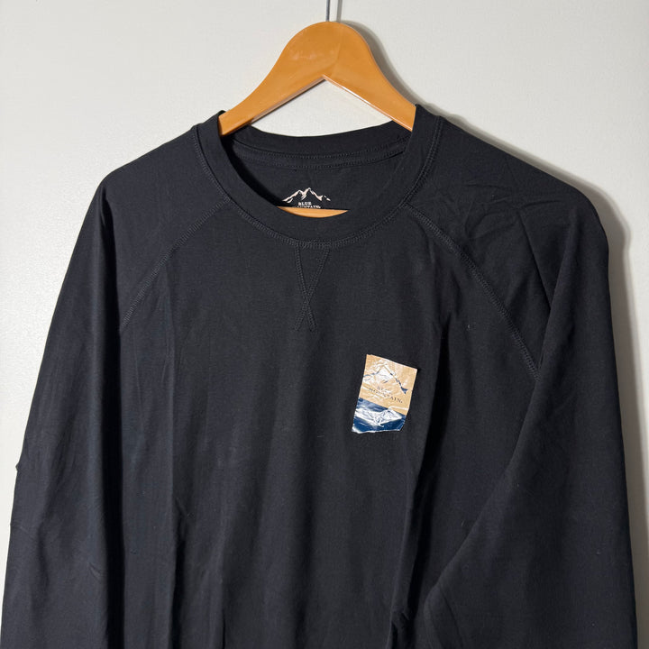 BLUE MOUNTAIN LONG SLEEVES COTTON TSHIRT BLACK COLOUR