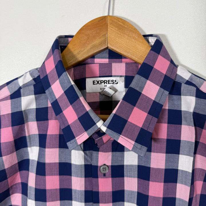 EXPRESS EXTRA SLIM FIT COTTON CHECKERED SHIRT
