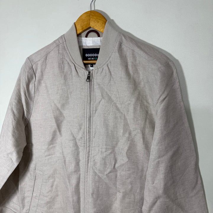 BONOBO LINEN BEN COLLAR BOMBER JACKET