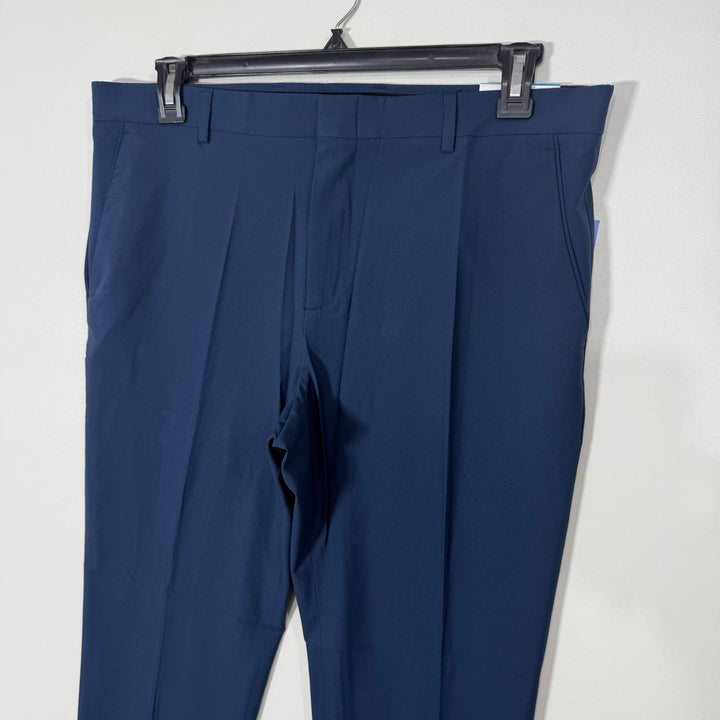 PERRY ELLIS PORTFOLIO SKINNY FIT FLEX STRETCH GRIPPER WAIST PERFORMANCE DRESS PANT WITH STRETCH BLUE COLOUR