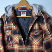 WRANGLER DOUBLE POCKETS FLANNEL CHECKERED INNER QUILTED PUFFER SHIRT STYLE JACKET BRAND NEW WITH HOOD