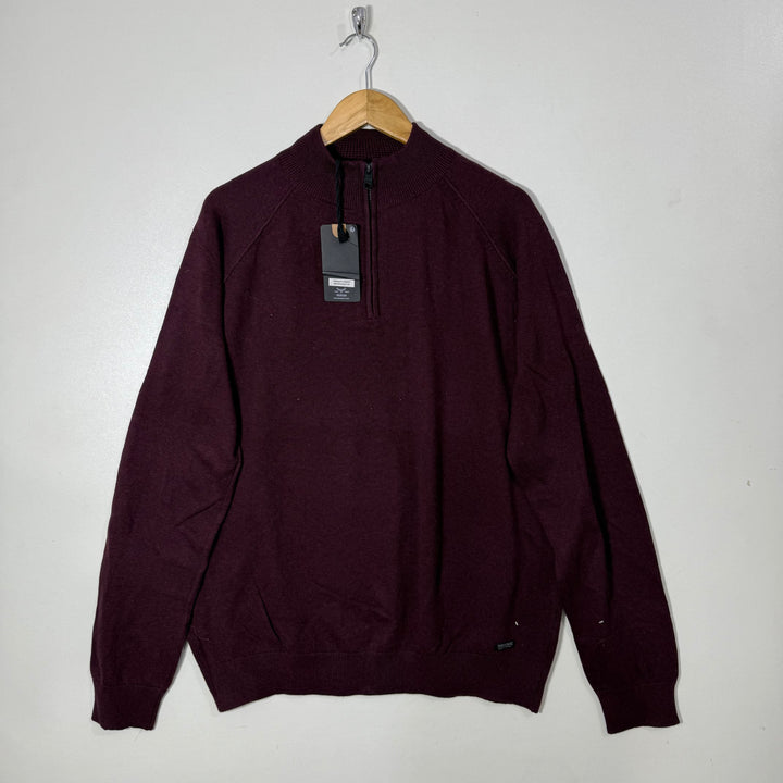 THREADBARE HALF ZIP COTTON SWEATER BRAND NEW