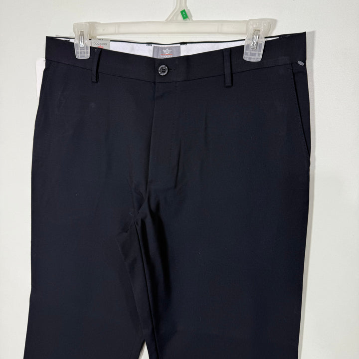 DOCKERS PRO STYLE ESSENTIAL KHAKI STRAIGHT FIT FLAT FRONT COTTON PANT BRAND NEW BLACK COLOUR